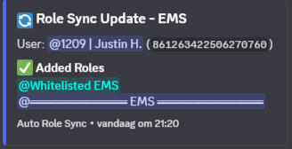 Log of roles being added